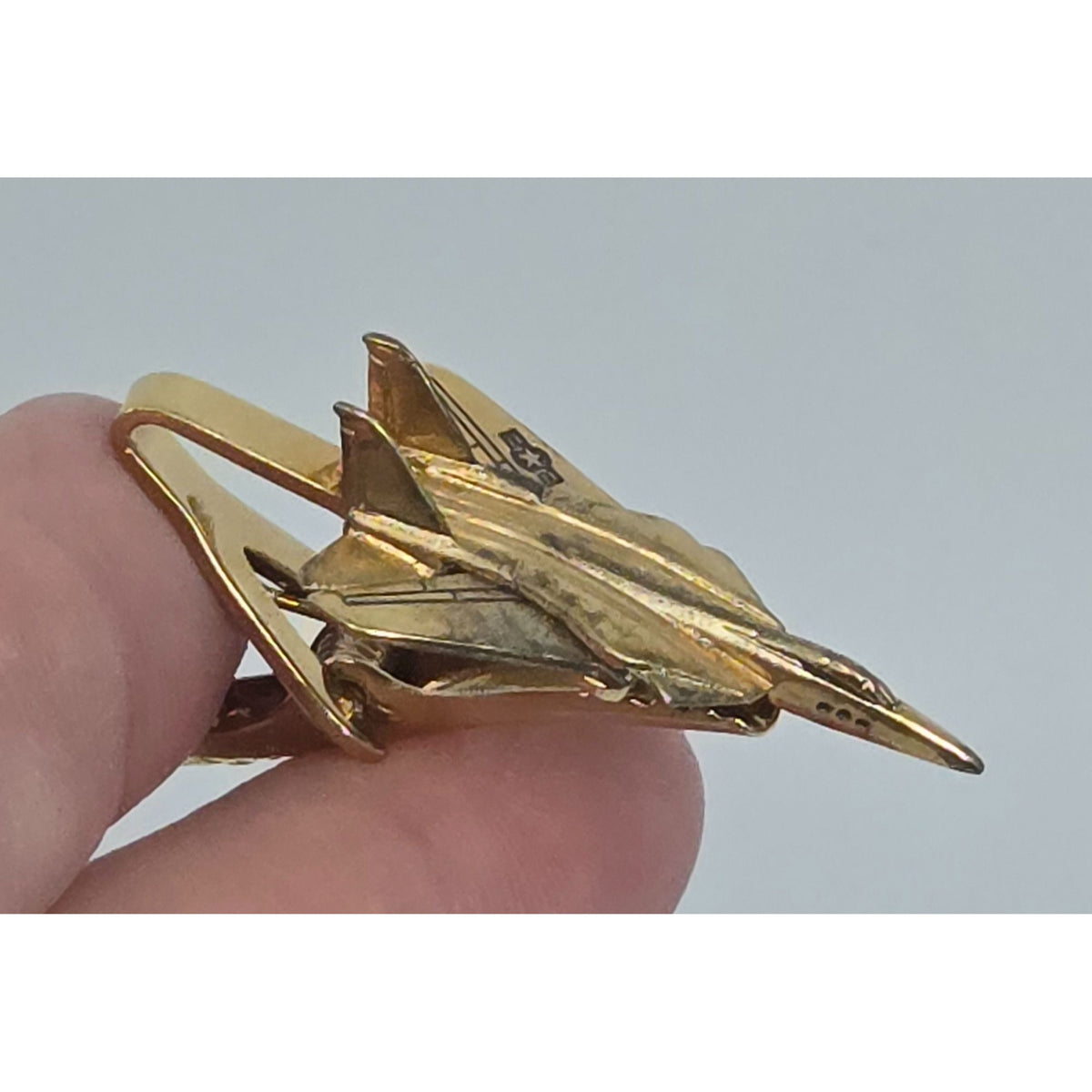 Vintage brass F14 Tomcat Fighter Jet Tie Clip