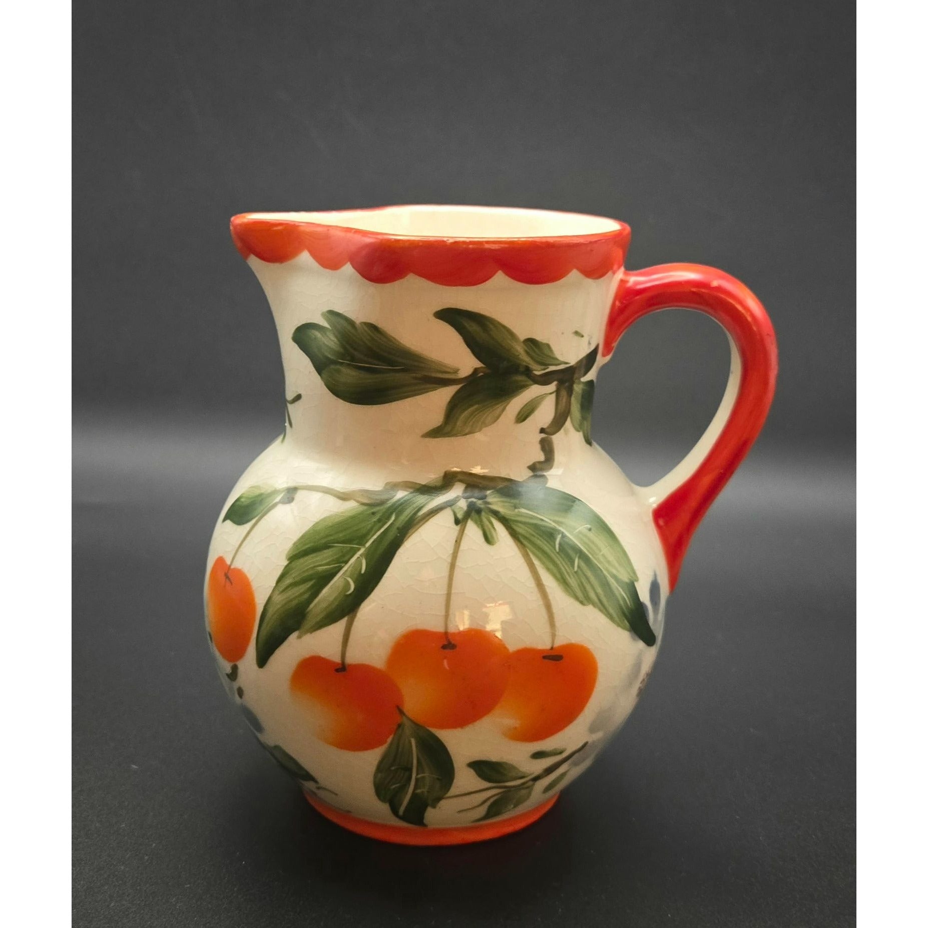 Erphila Handpainted Peasant Ware Cherry Creamer Czech