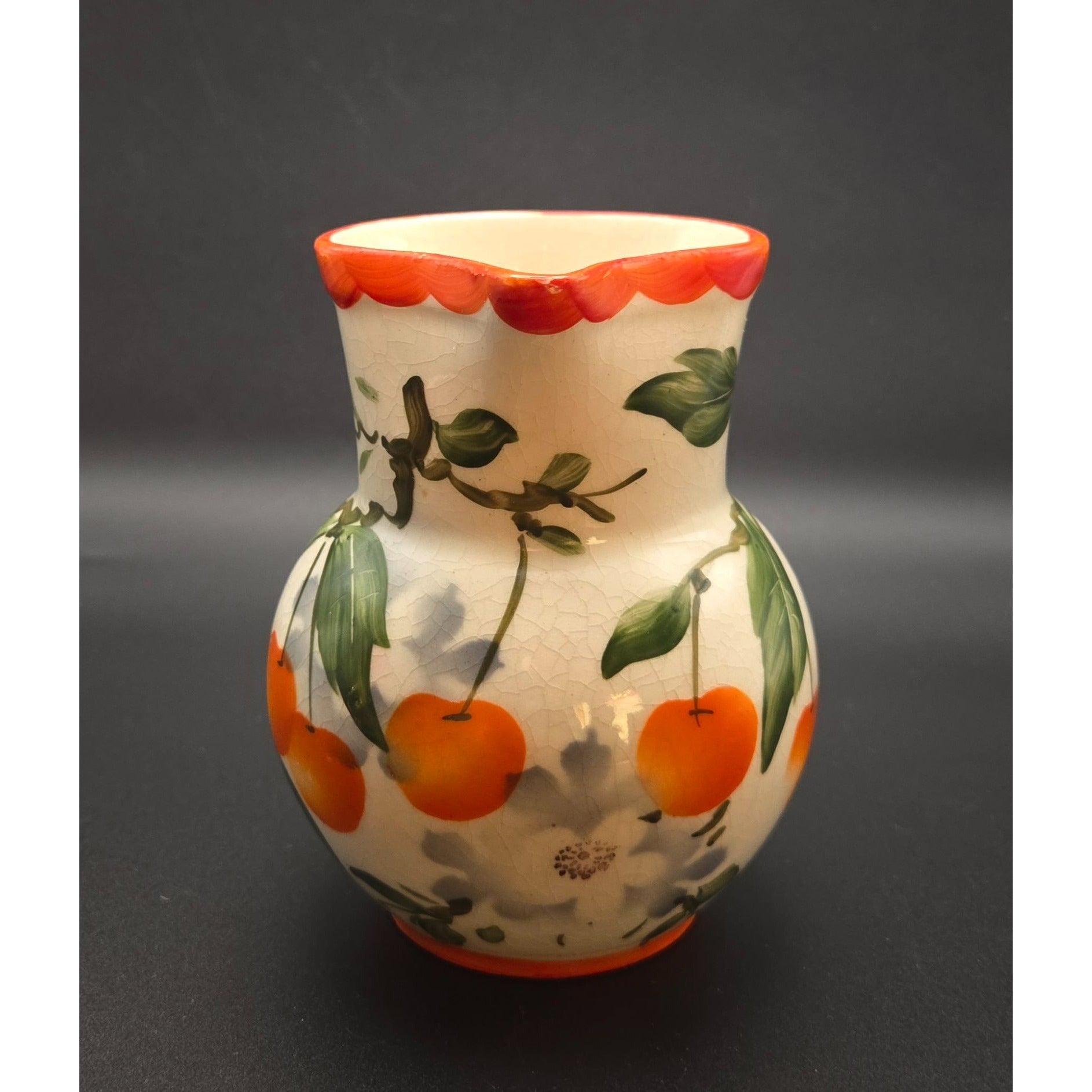 Erphila Handpainted Peasant Ware Cherry Creamer Czech