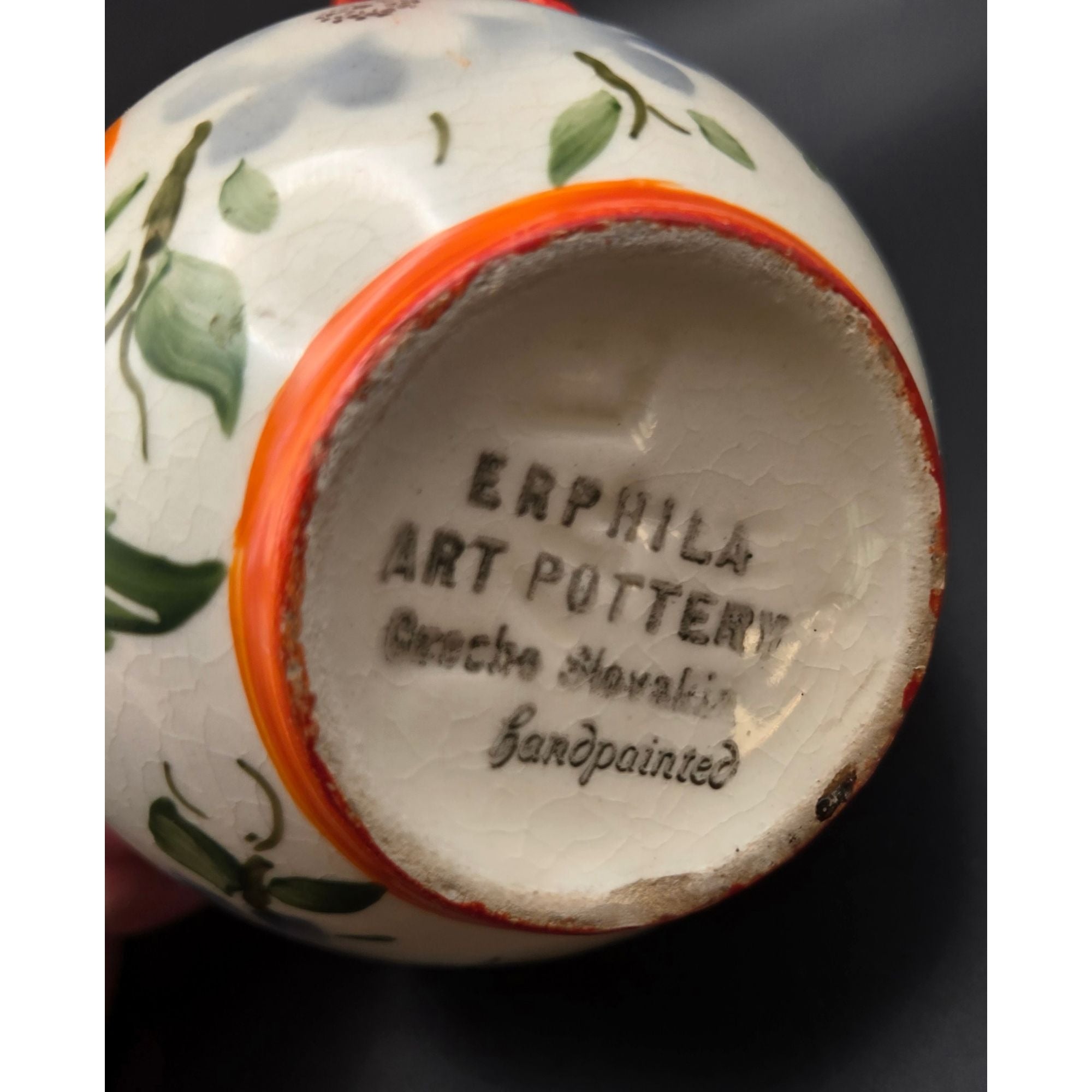 Erphila Handpainted Peasant Ware Cherry Creamer Czech
