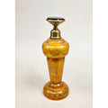 Art Glass Perfume Bottle Orange w/Brass Accents & Black/Gold Stopper Czech Bohemian