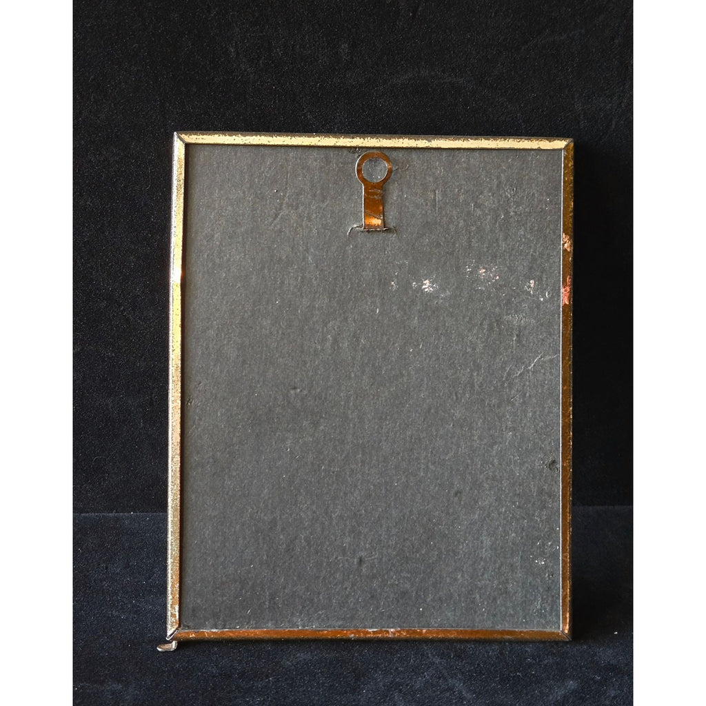 1930s Convex Silhouette Art With Gold Frame -Children Playing  5"