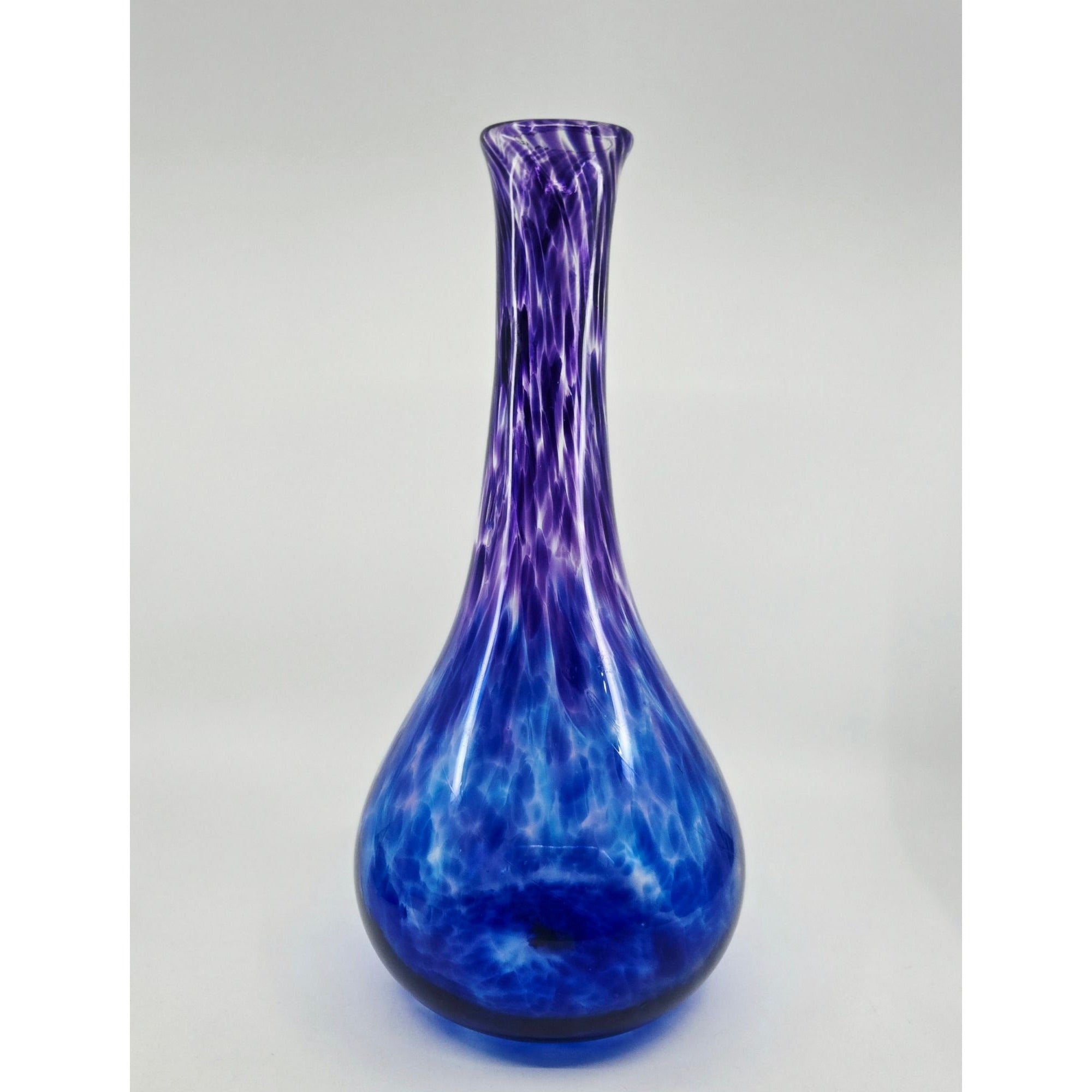 ERIC KVARNES large hand blown speckled art glass vase blue and purple