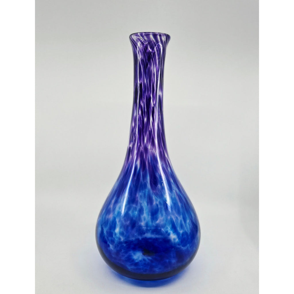 ERIC KVARNES large hand blown speckled art glass vase blue and purple