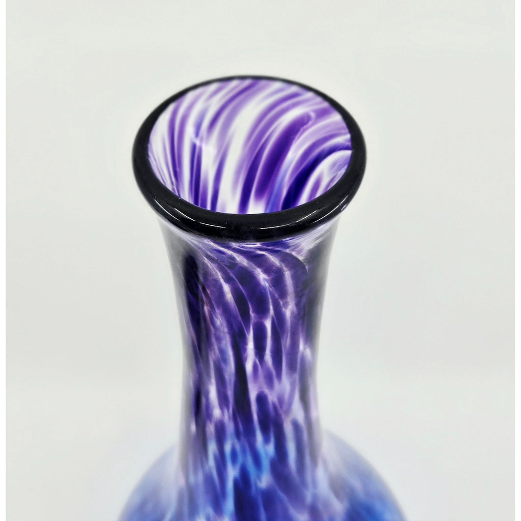 ERIC KVARNES large hand blown speckled art glass vase blue and purple