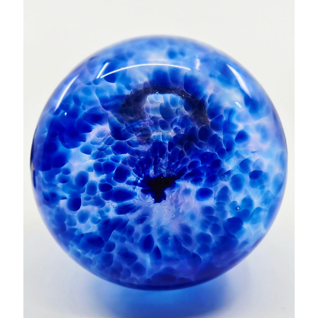 ERIC KVARNES large hand blown speckled art glass vase blue and purple