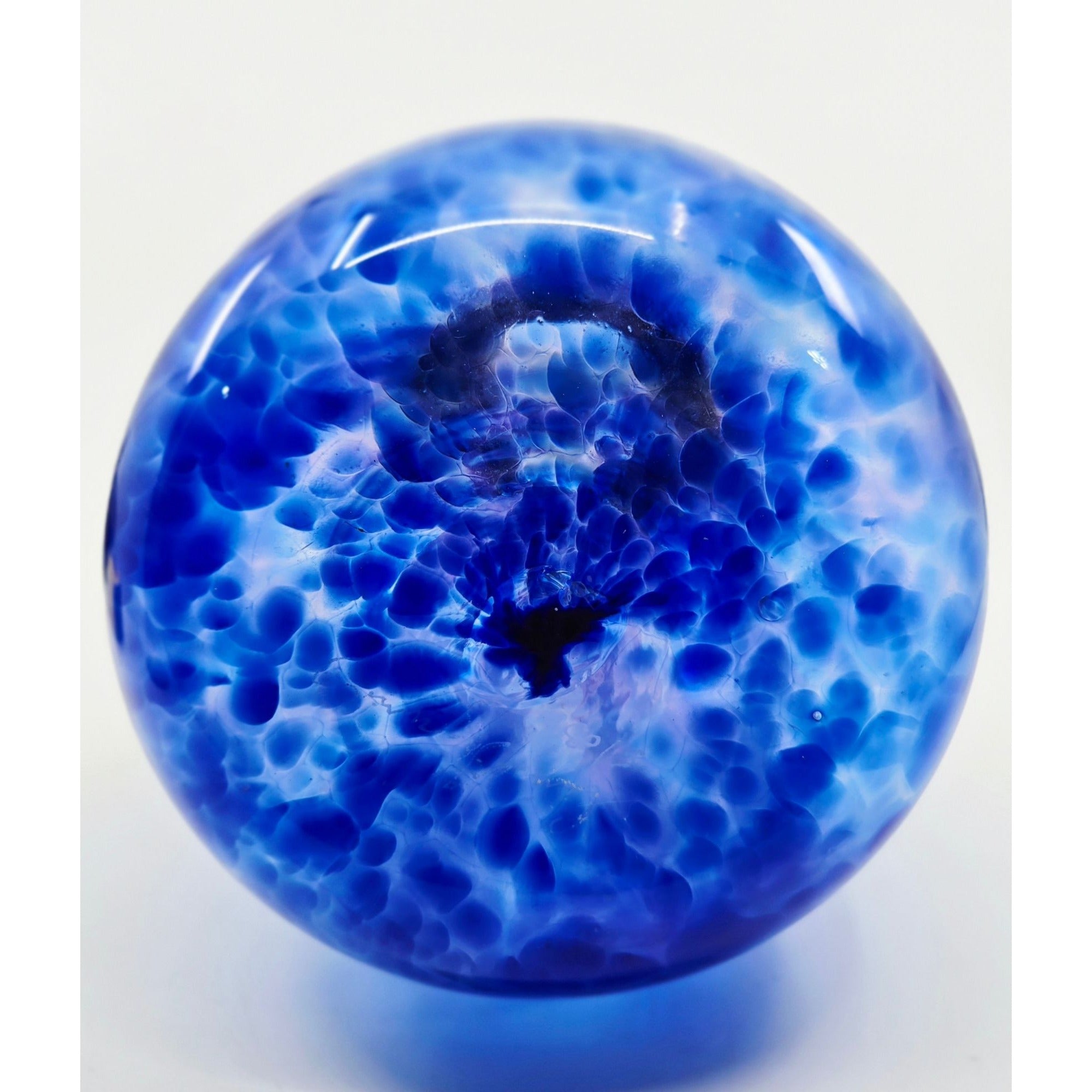 ERIC KVARNES large hand blown speckled art glass vase blue and purple
