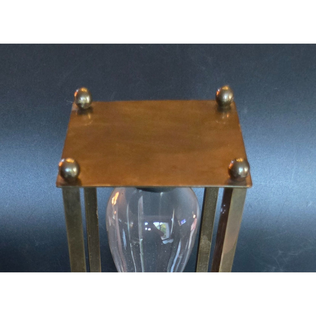 Vintage 10" Brass & Glass Hourglass Timer ( 30 min) White Sand Andrea by Sadek