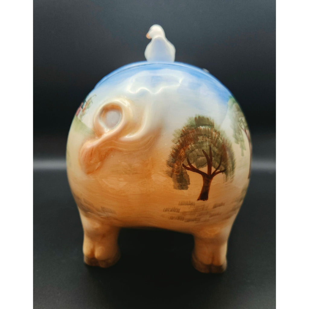 WCL Hand-Painted Pig & Duck Ceramic Cookie Jar With Pumpkin Farm Design
