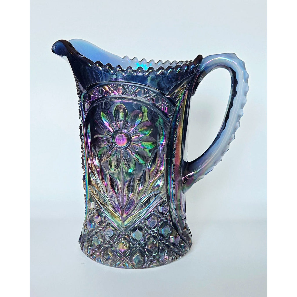 Imperial Glass EAPG 474 La Rochelle Cosmo Hobstar & Flower Pitcher, Smoky Amethyst