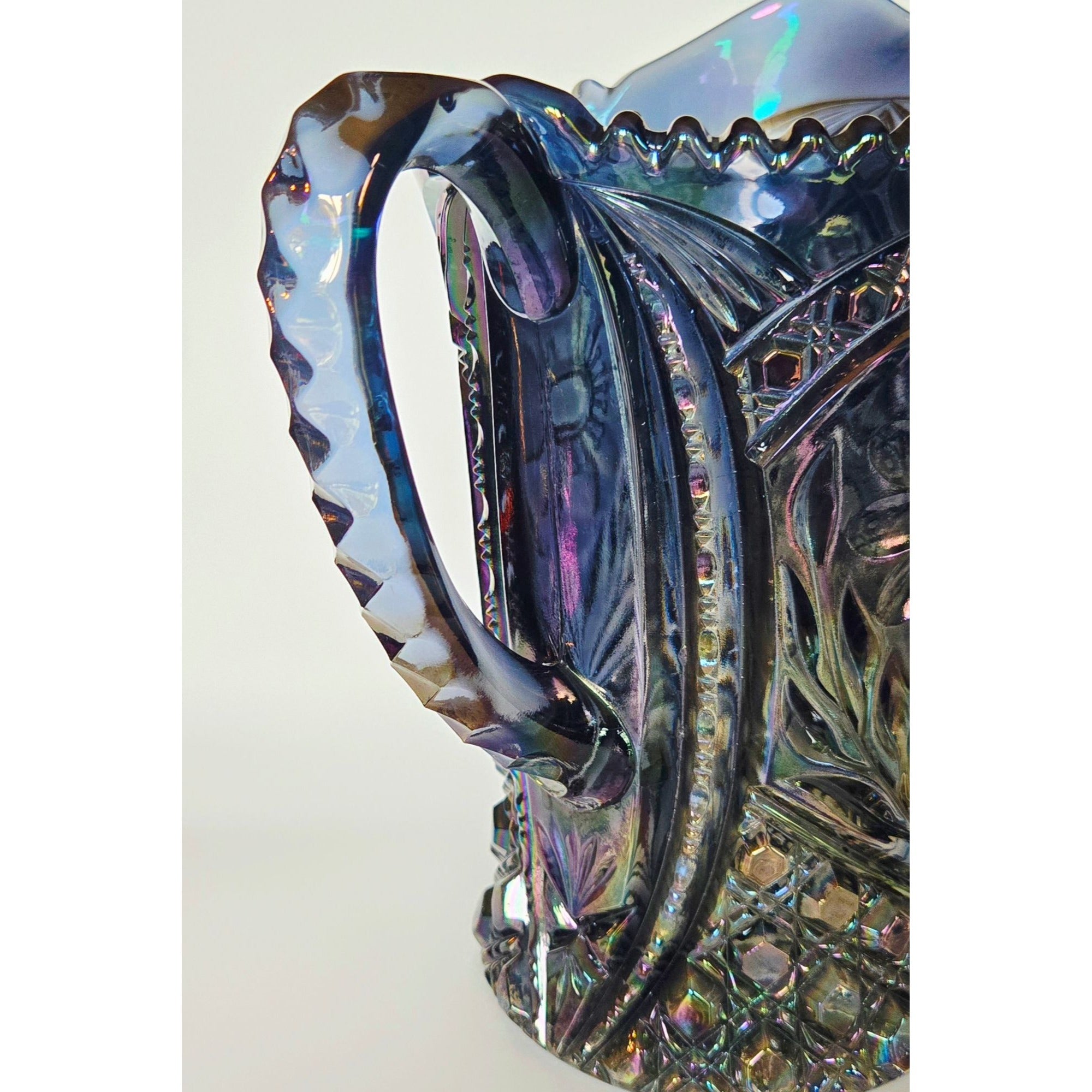 Imperial Glass EAPG 474 La Rochelle Cosmo Hobstar & Flower Pitcher, Smoky Amethyst