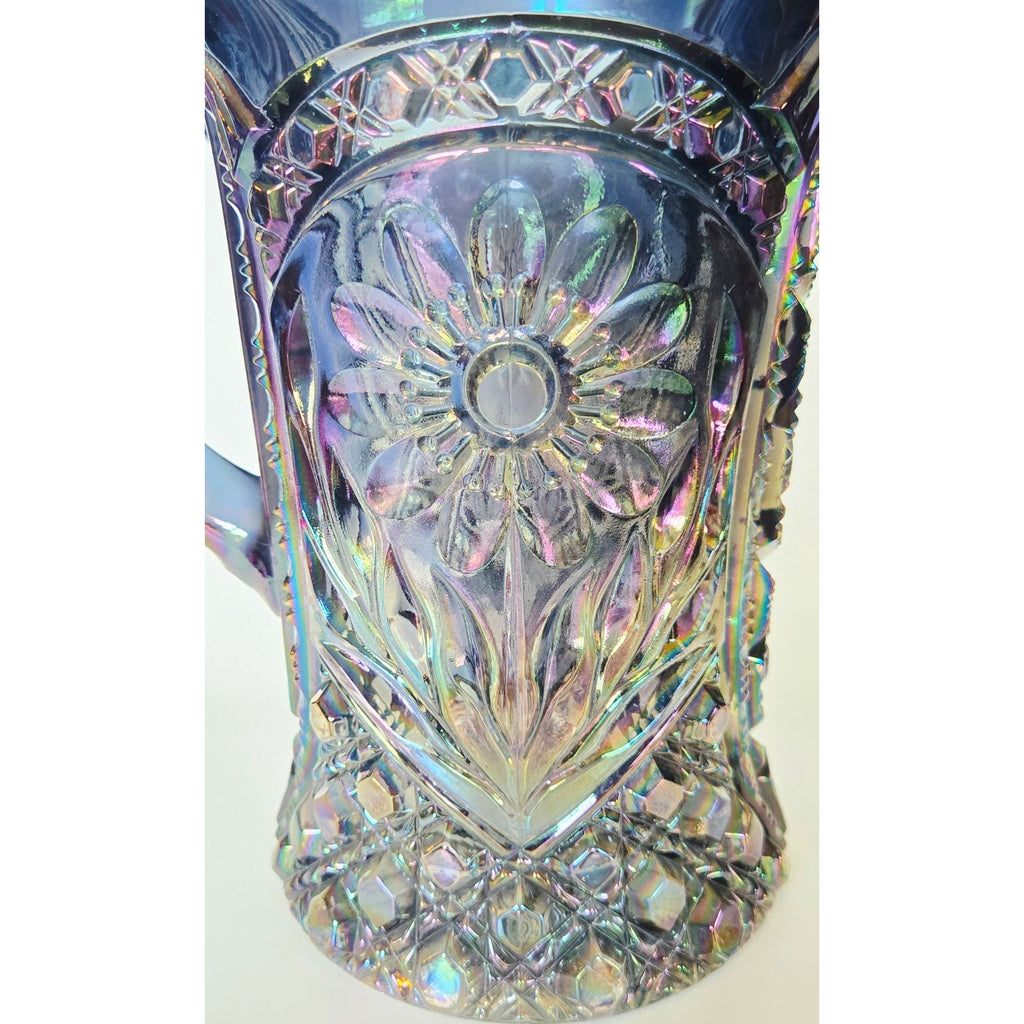 Imperial Glass EAPG 474 La Rochelle Cosmo Hobstar & Flower Pitcher, Smoky Amethyst