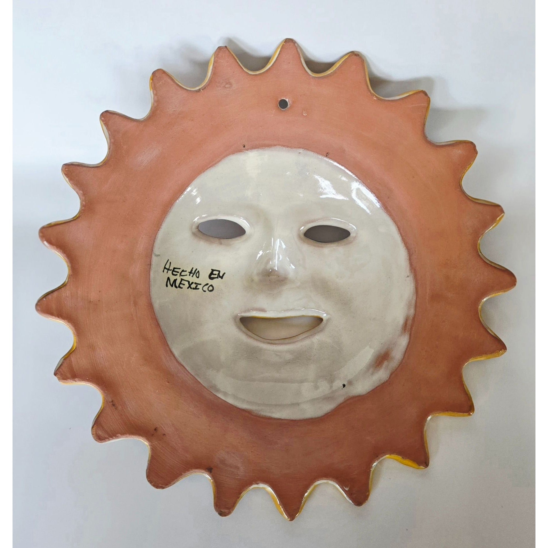 Hand-Painted Mexican Talavera Ceramic Sun Wall Art Decor 14"