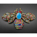 XL Colorful Rhinestone Bee Brooch Pin Gold-Tone Detailing 4" Costume
