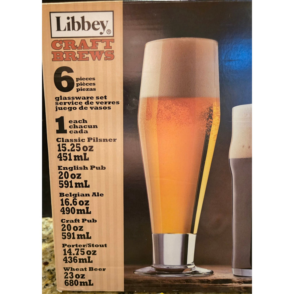 Libbey Craft Brews 6-Piece Beer Glass Set With Classic Shapes NIB