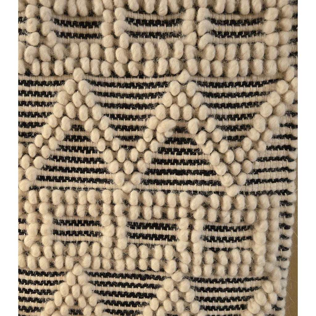 Wall Tapestry with Fringe, Woven Wool Bubble Geometric