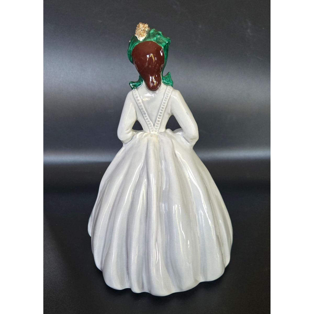 Vintage Florence Lady Figurine Sue Ellen Green Accents & Floral Details 8" Tall Collectible