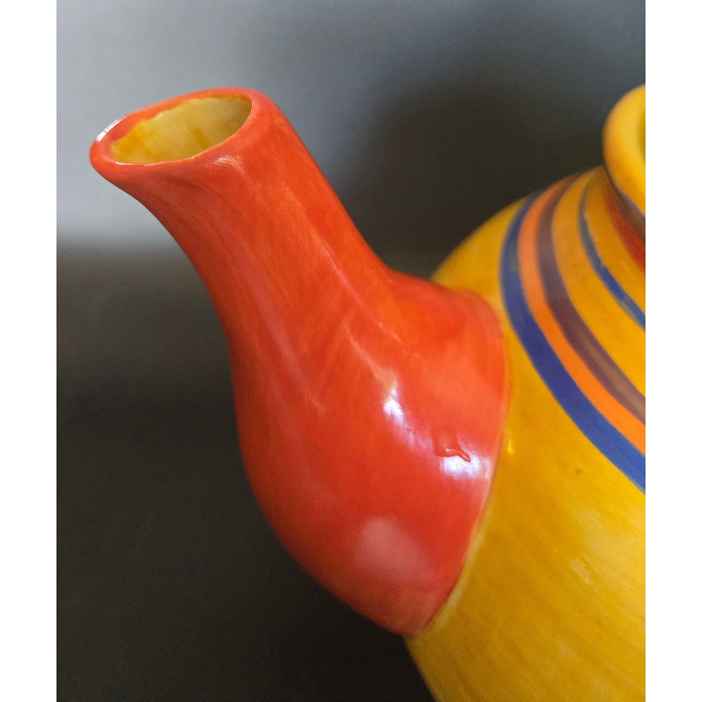 Hand-Painted  Santa Fe Ceramic Teapot With Multicolor Stripes - - 8 Cups Capacity, by Pacific Rim