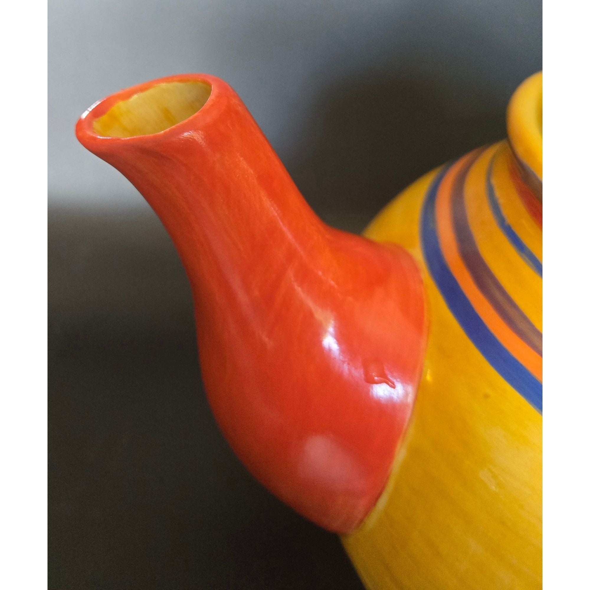Hand-Painted  Santa Fe Ceramic Teapot With Multicolor Stripes - - 8 Cups Capacity, by Pacific Rim