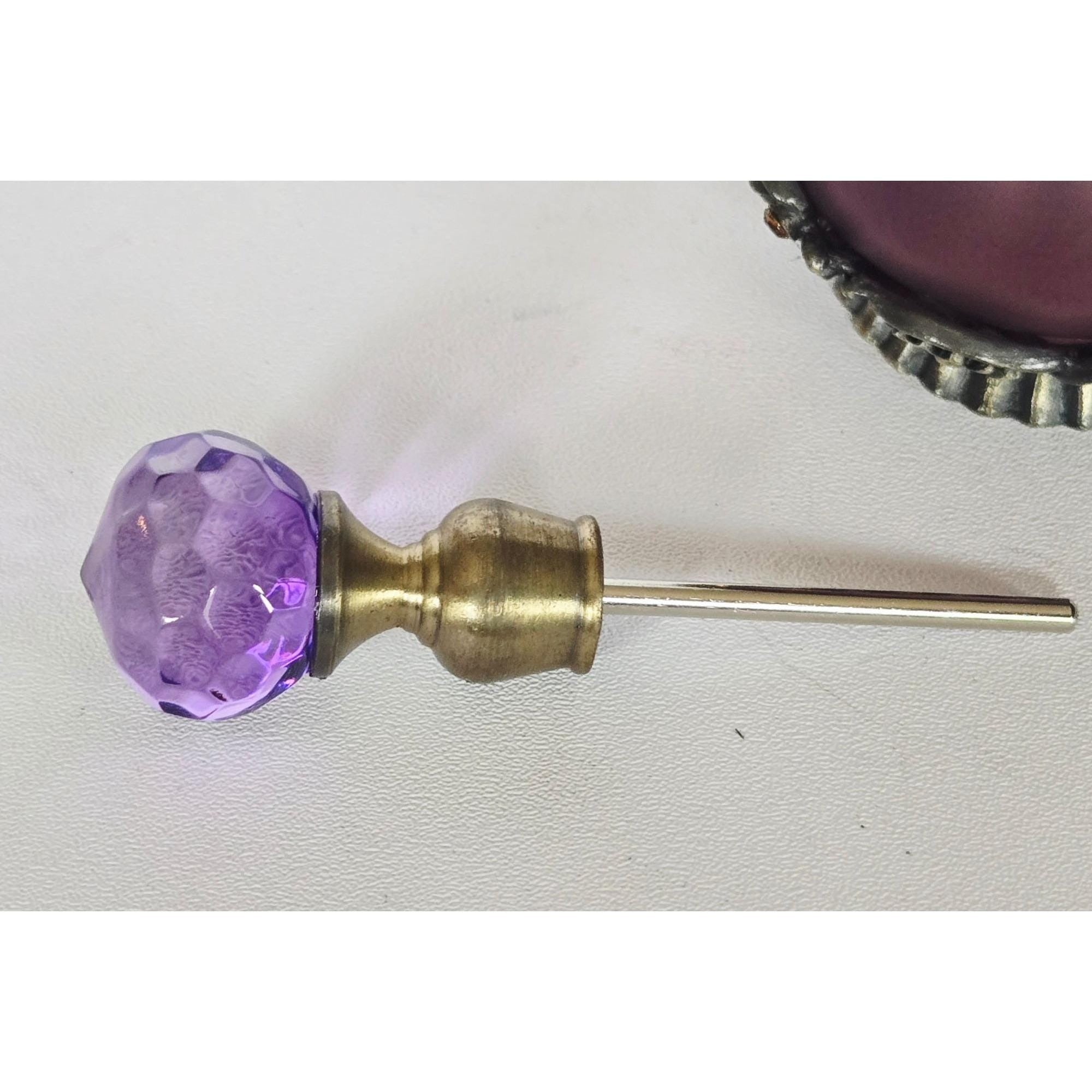 Vintage Ornate Purple Glass Ormolu Perfume Bottle With Crystal Stopper