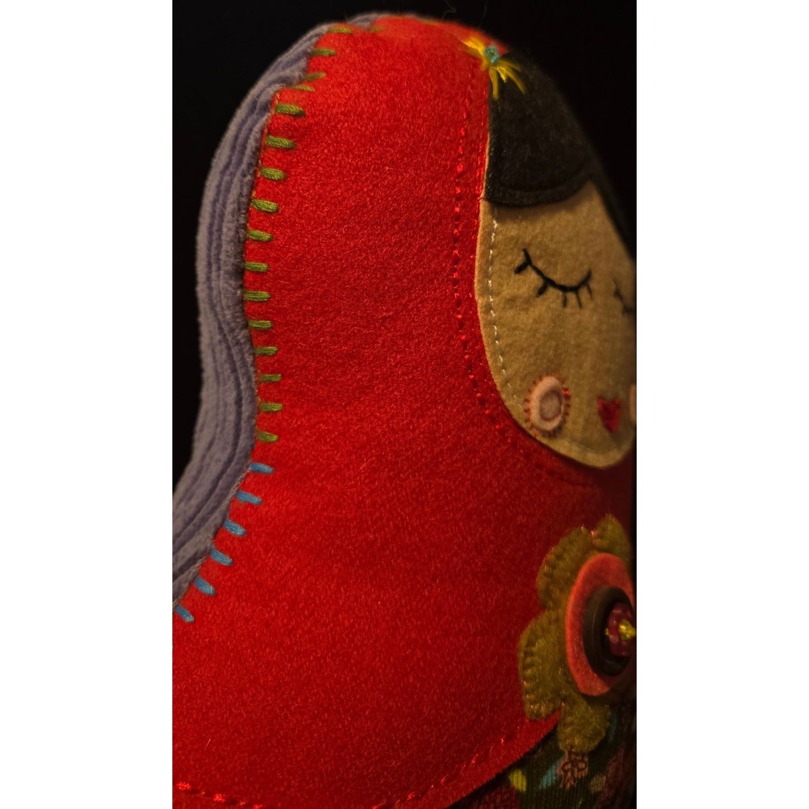 Natural Life Be Happy Plush Nesting Doll Pillow Floral & Corduroy Details