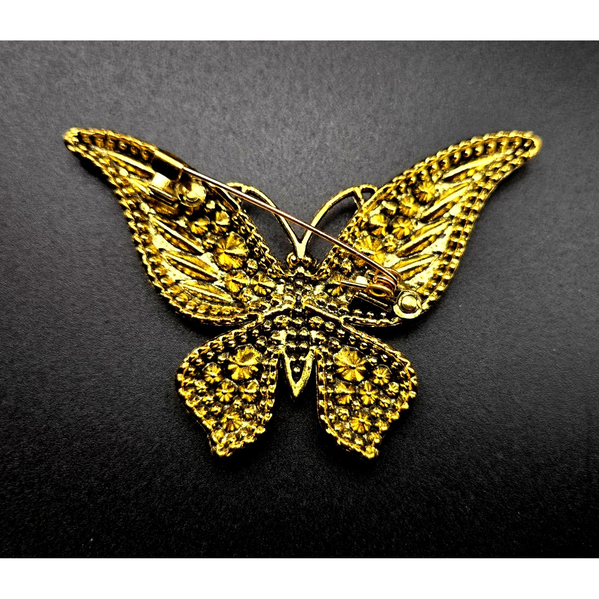 Rhinestone Butterfly Brooch Pin Multicolor