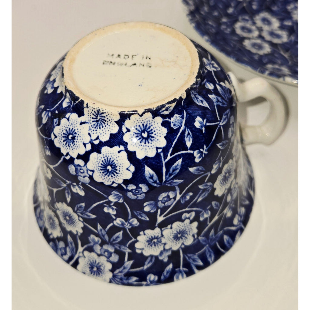 Calico Teacup Set Navy Blue & White Floral Cup & Saucer Set Staffordshire England