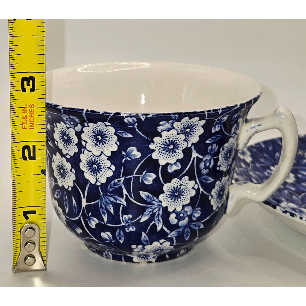 Calico Teacup Set Navy Blue & White Floral Cup & Saucer Set Staffordshire England