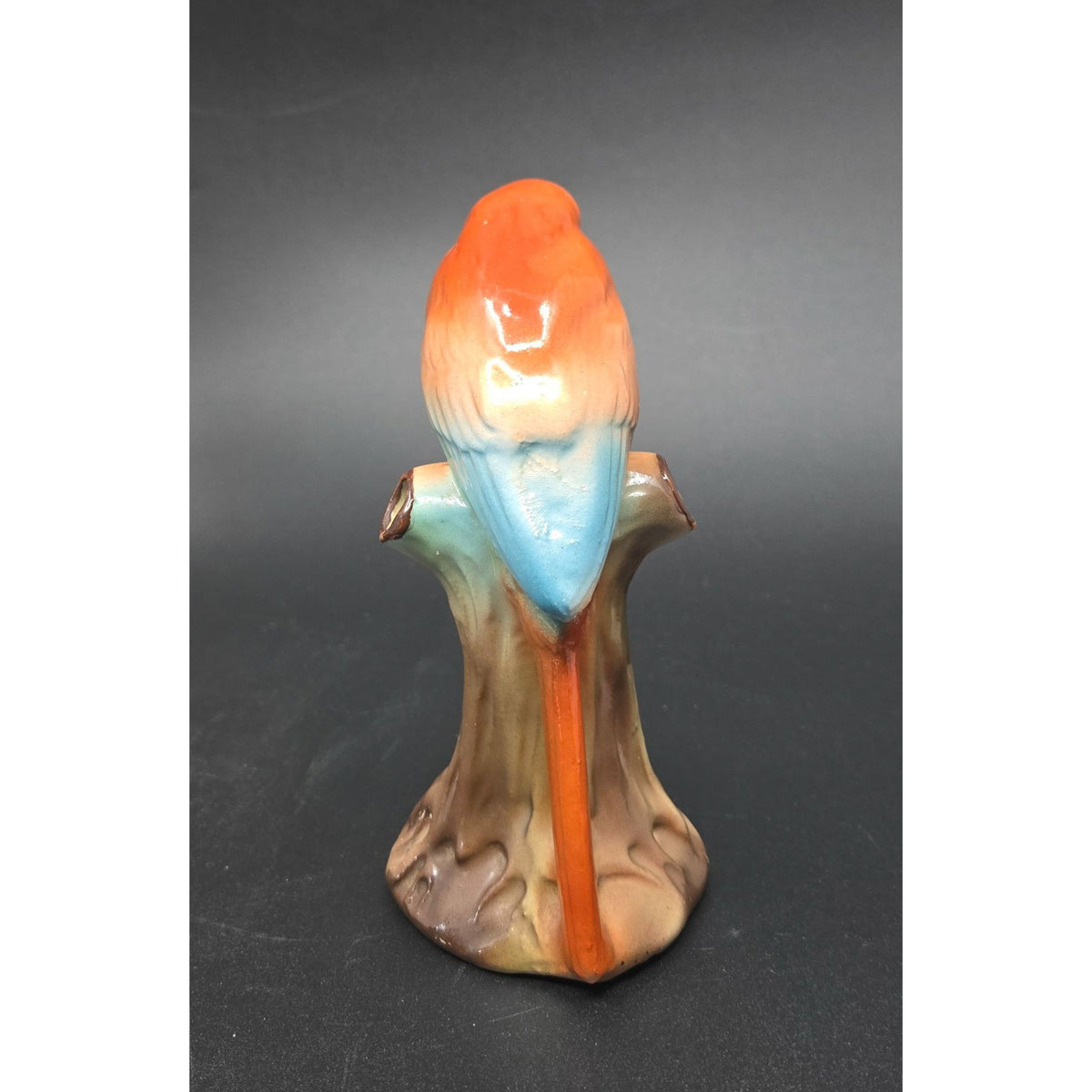 Vintage Hand-Painted Ceramic Parrot Vase 3-hole Made In Czechoslovakia