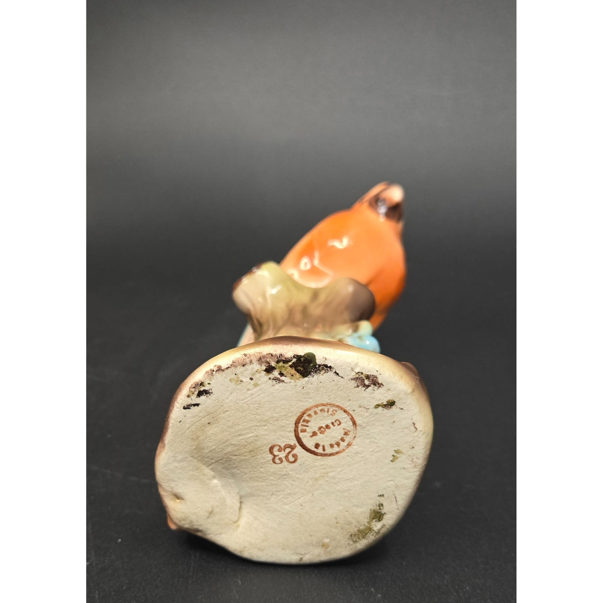 Vintage Hand-Painted Ceramic Parrot Vase 3-hole Made In Czechoslovakia