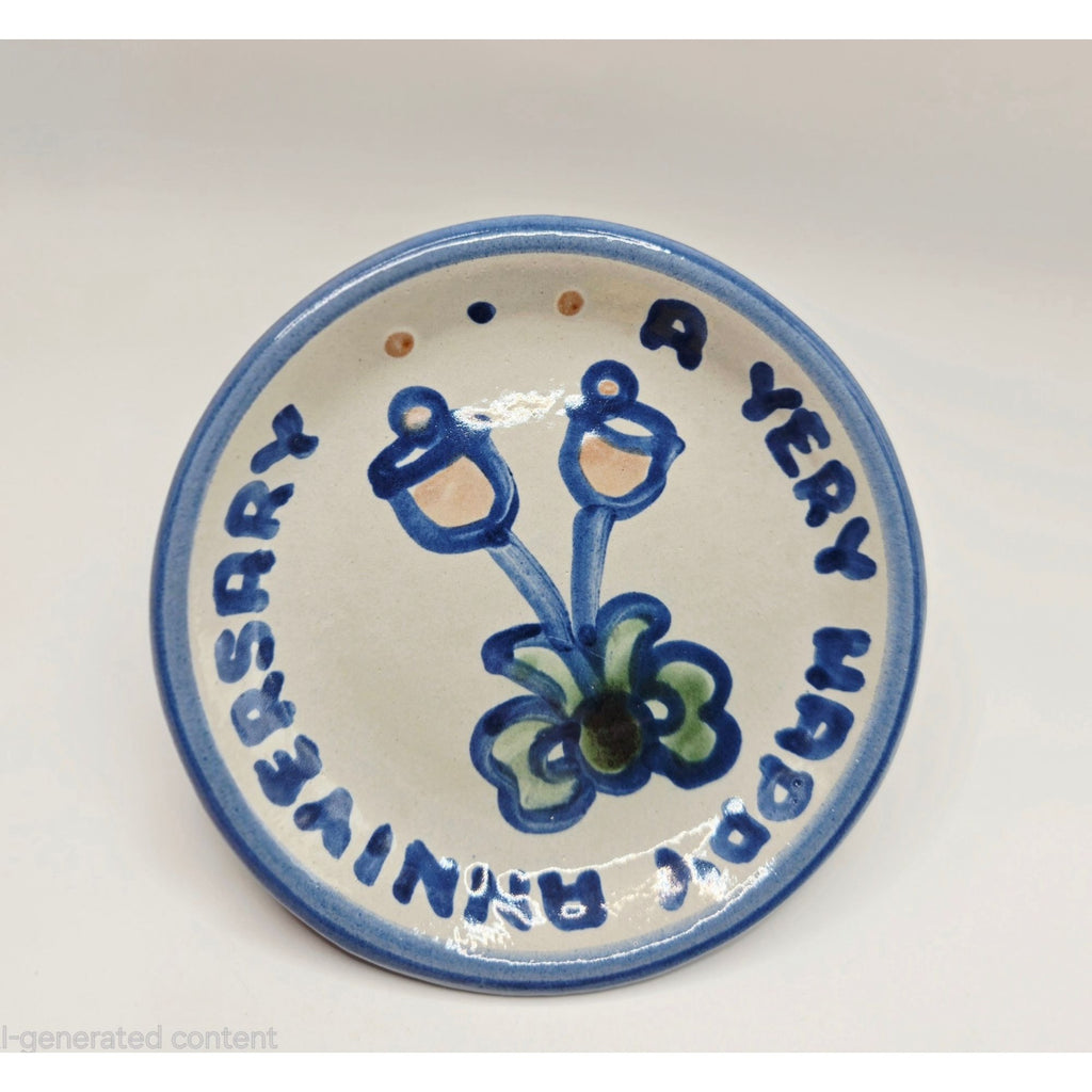 M.A. Hadley Pottery Plate Butter Pat Anniversary Hand-Painted, USA