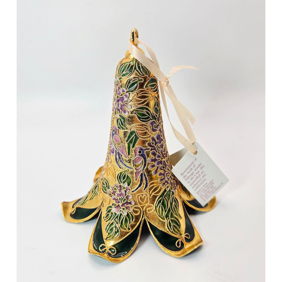 Niki Yassaman NYCO Cloisonne Floral Bell Like New Ornament Decor