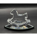 Baccarat Crystal Rocking Horse Figurine With Mirror Base 4" X 3" France