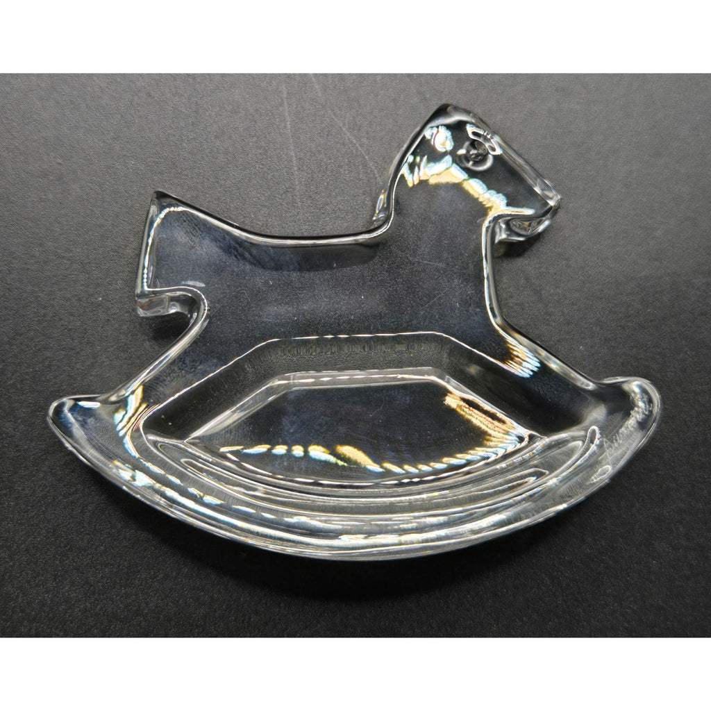 Baccarat Crystal Rocking Horse Figurine With Mirror Base 4" X 3" France