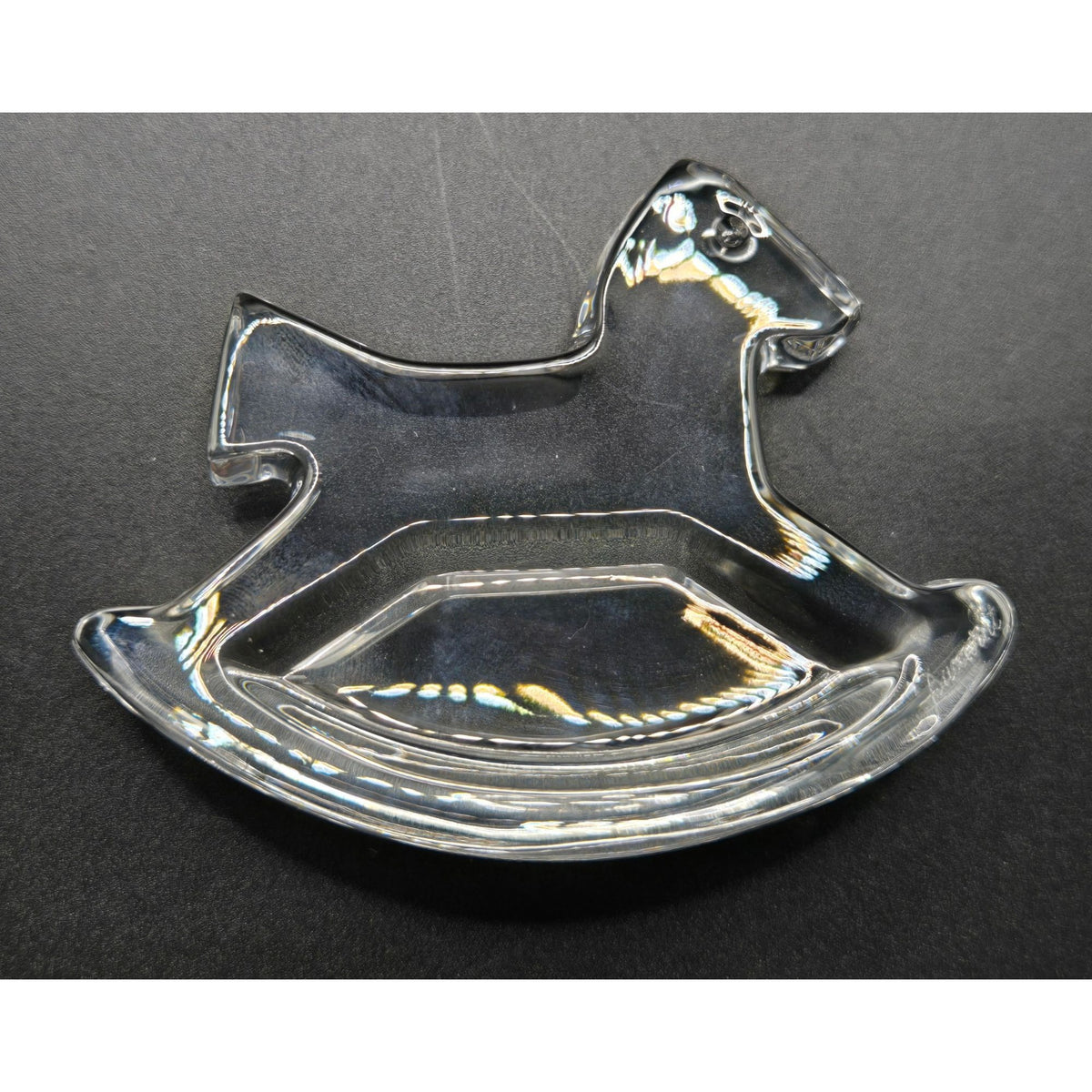 Baccarat Crystal Rocking Horse Figurine With Mirror Base 4" X 3" France