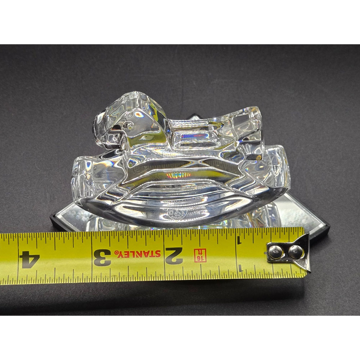 Baccarat Crystal Rocking Horse Figurine With Mirror Base 4" X 3" France