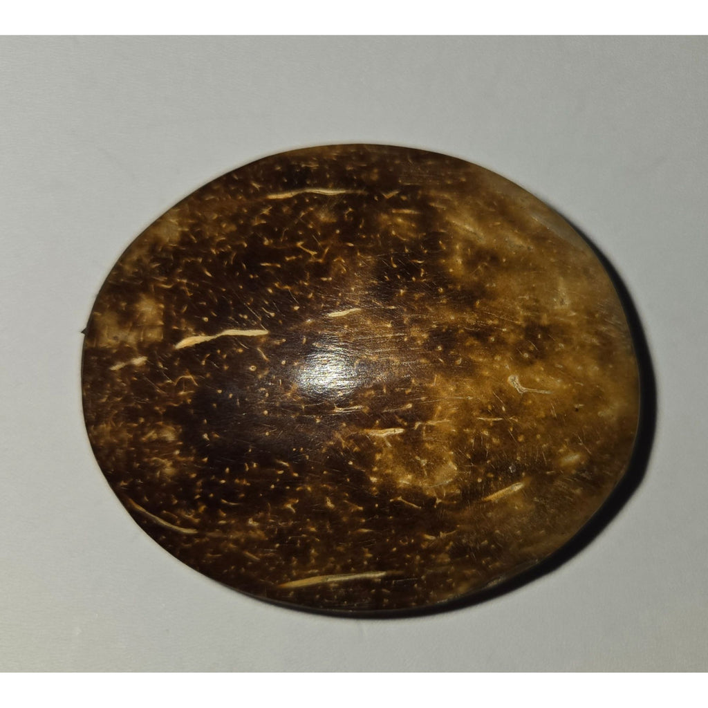 Antique Carved Snuff Box Coconute Shell and Mother of Pearl hinged Lid