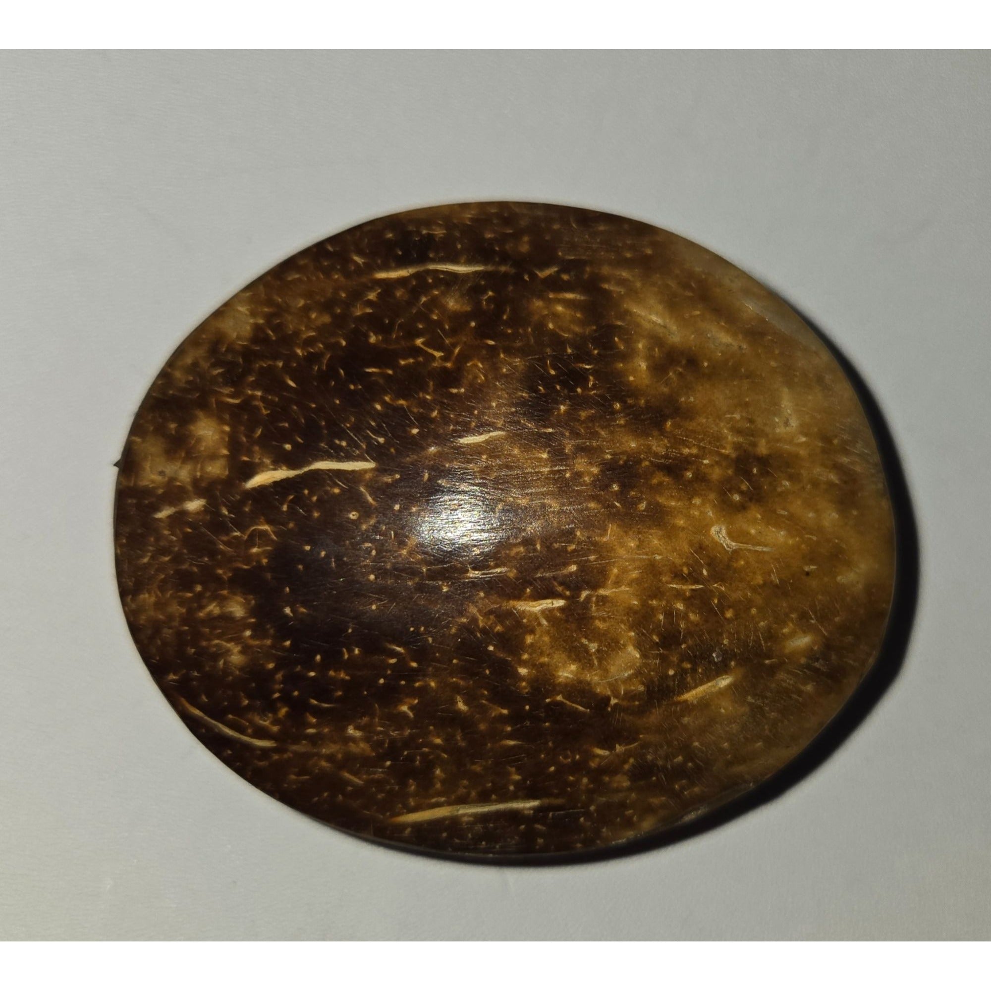 Antique Carved Snuff Box Coconute Shell and Mother of Pearl hinged Lid