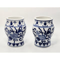 Blue & White Floral Vases Chinoiserie, Set Of 2,  4.25"