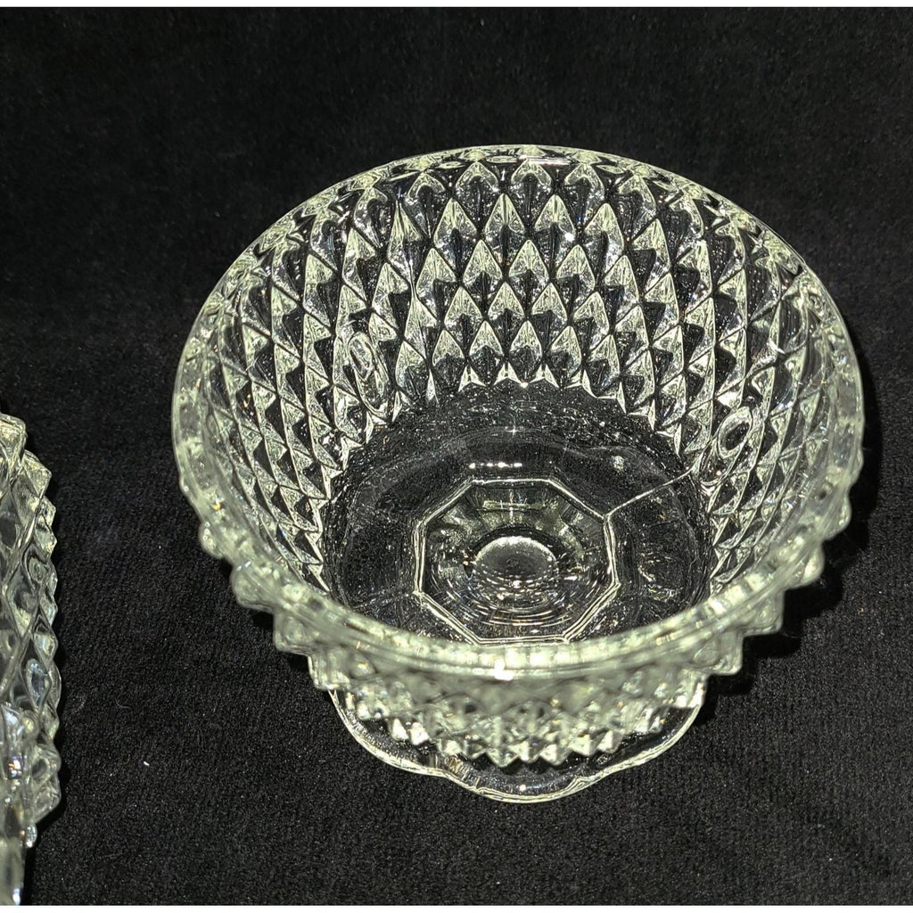 Vintage Indiana Glass Diamond Point Fairy Lamp, Angel Light, Votive Candle Lamp,