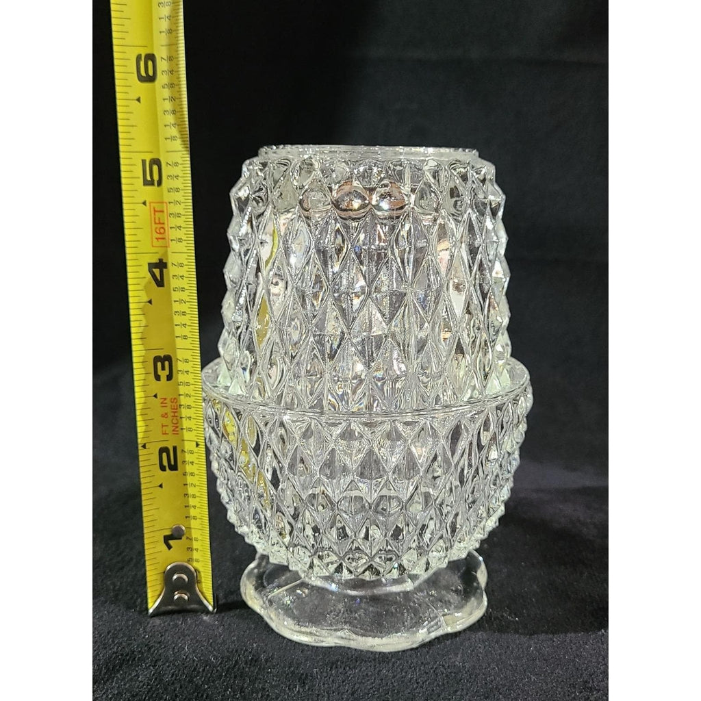 Vintage Indiana Glass Diamond Point Fairy Lamp, Angel Light, Votive Candle Lamp,