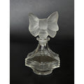 Vintage Glass Perfume Bottle With Frosted Bow Stopper Hexagonal Base 4 Inches Tall