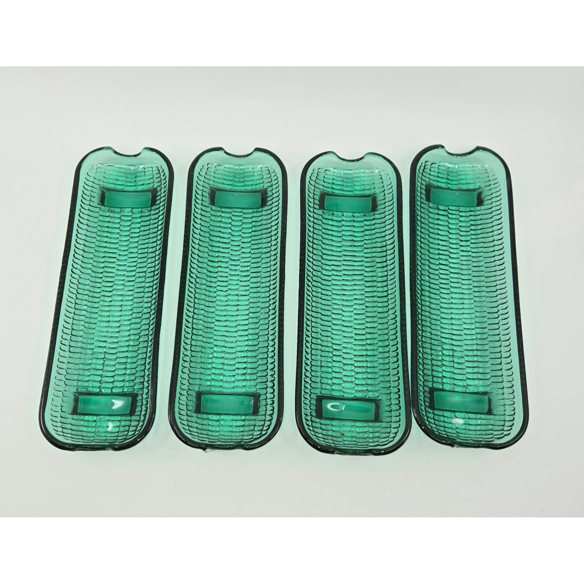 Indiana Glass Spruce Green Corn Cob trays, Corn holder dishes, Set of 4  Excellent Condition