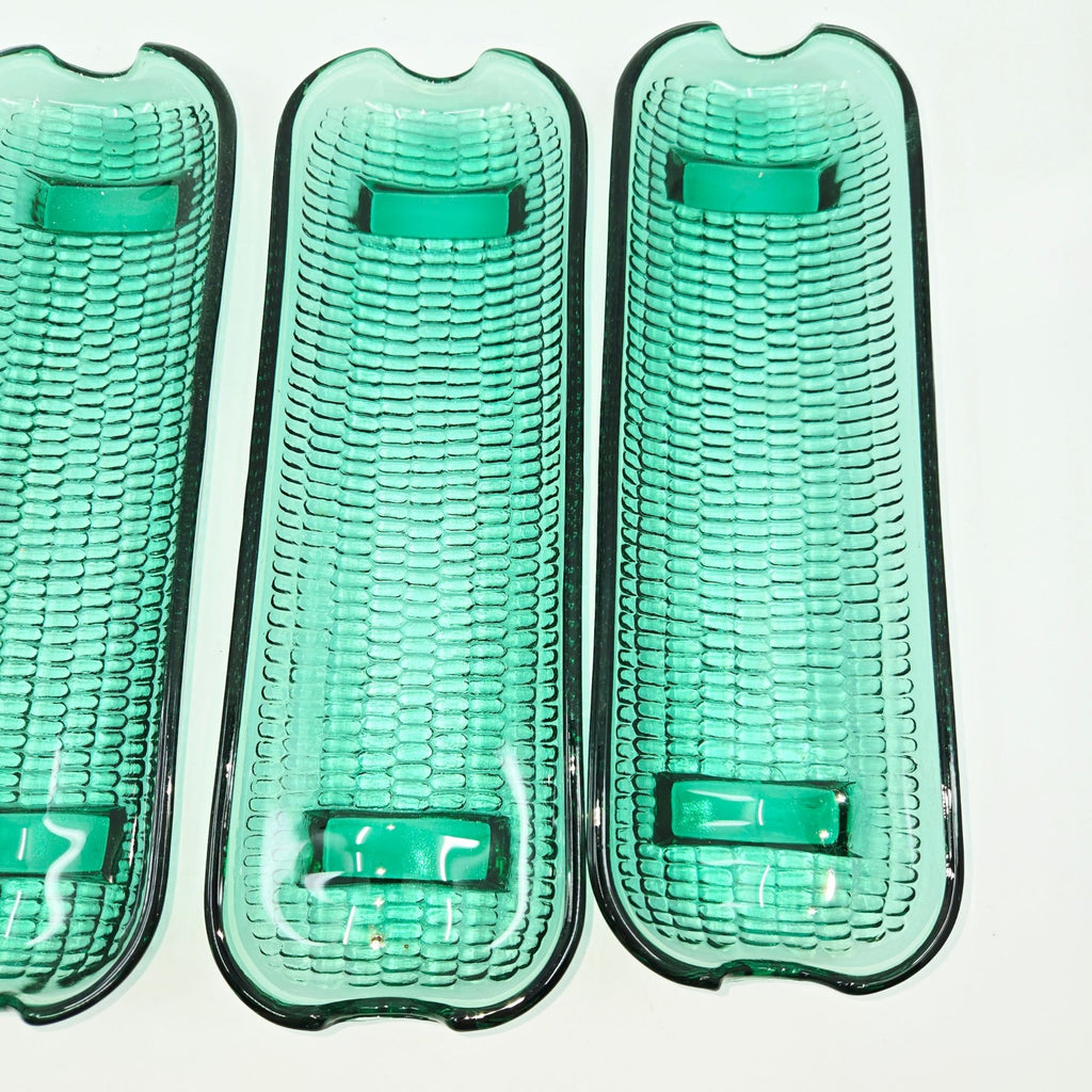 Indiana Glass Spruce Green Corn Cob trays, Corn holder dishes, Set of 4  Excellent Condition