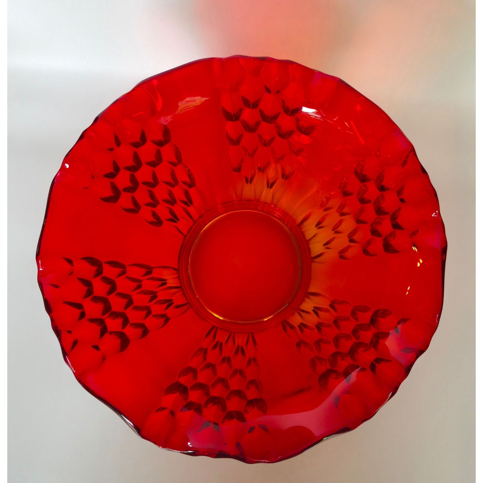 Indiana Glass Ruby Red , Amberia Bowl Ruffled 10"
