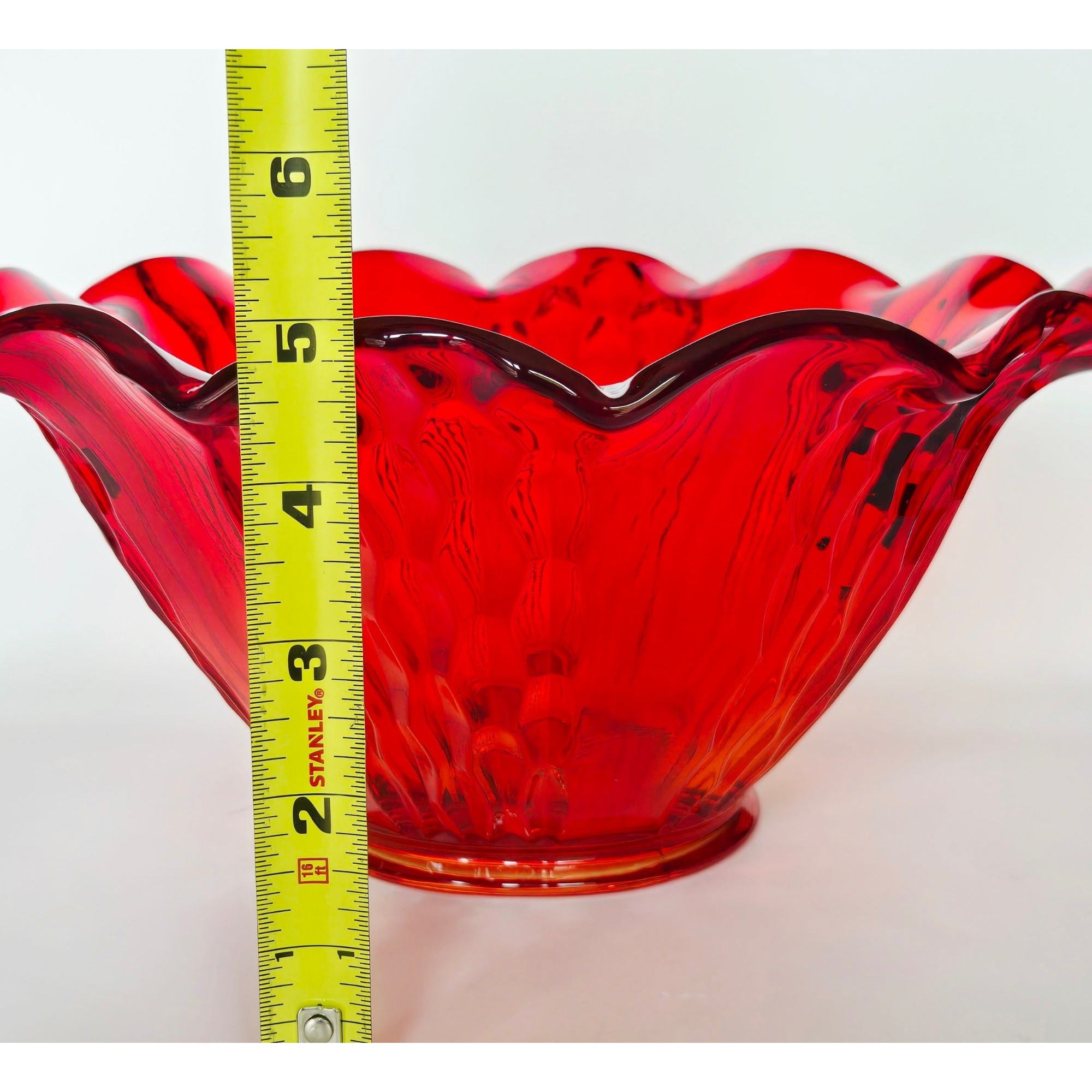 Indiana Glass Ruby Red , Amberia Bowl Ruffled 10"