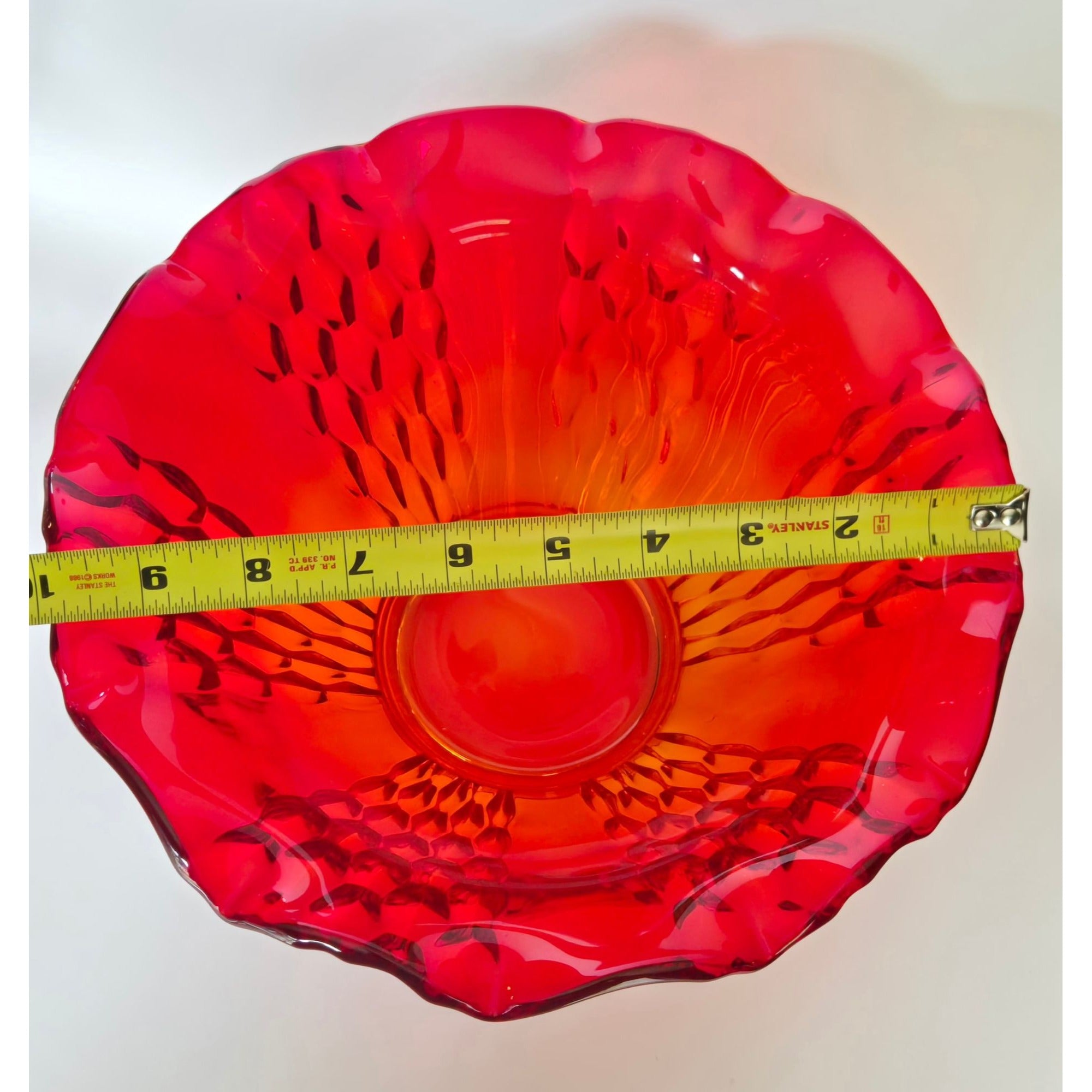 Indiana Glass Ruby Red , Amberia Bowl Ruffled 10"