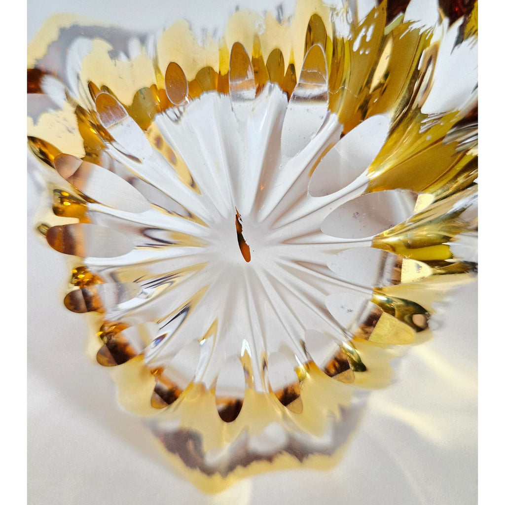 Mid Century Bayel Crystal Splash Bowl with gold elements Decorative Bowl Centerpiece