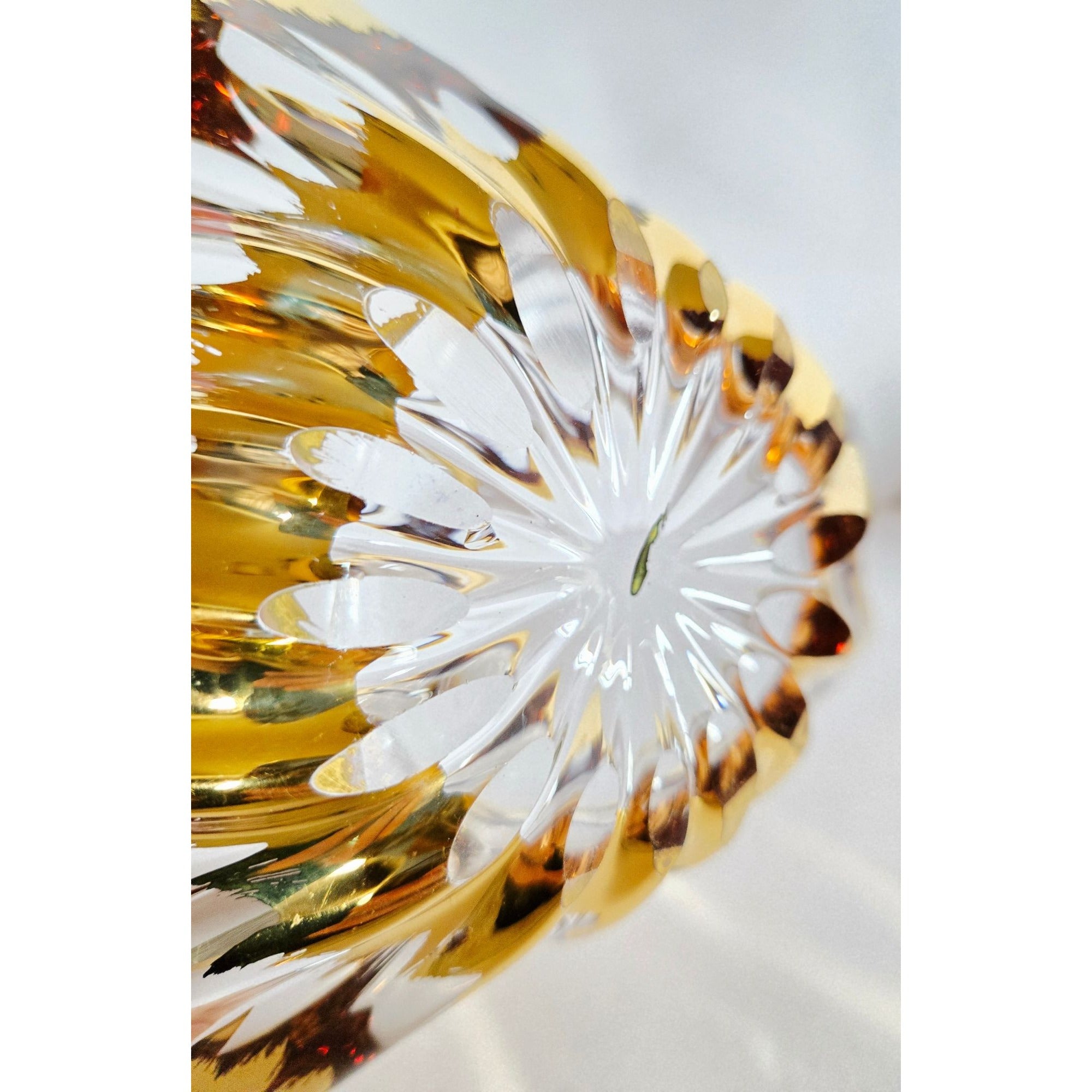 Mid Century Bayel Crystal Splash Bowl with gold elements Decorative Bowl Centerpiece