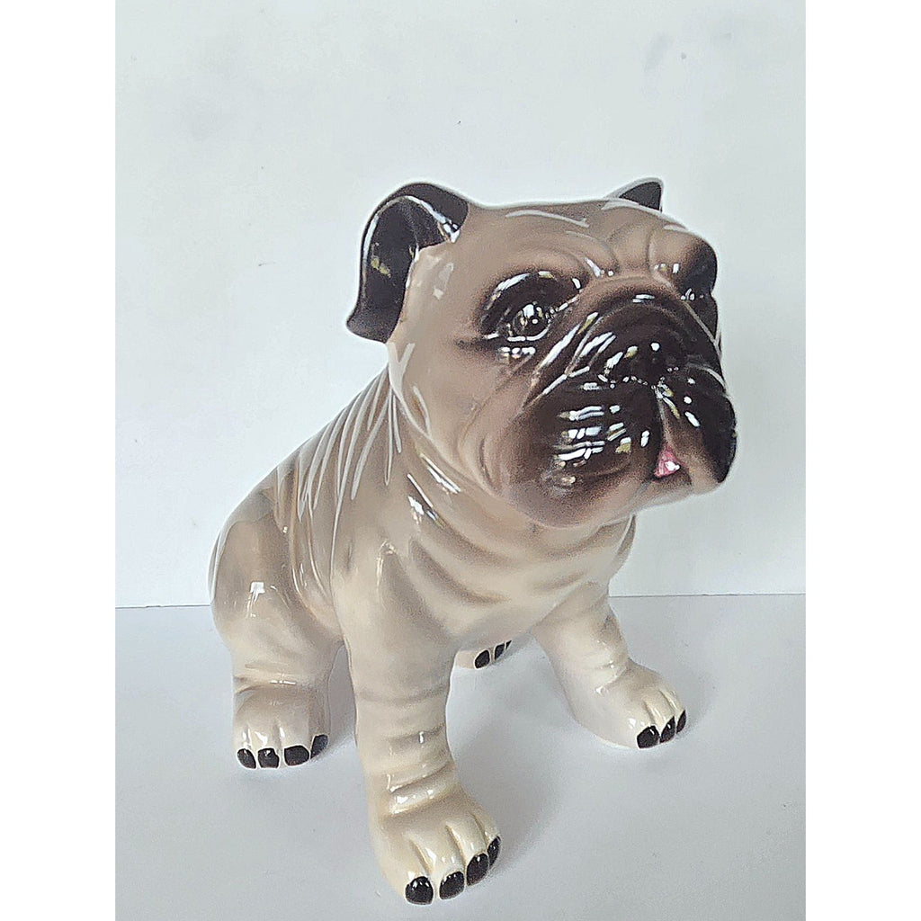 Adventures of Miles & Otis Ceramic Pug Figurine Vintage Beige & Brown Home Decor Collectible
